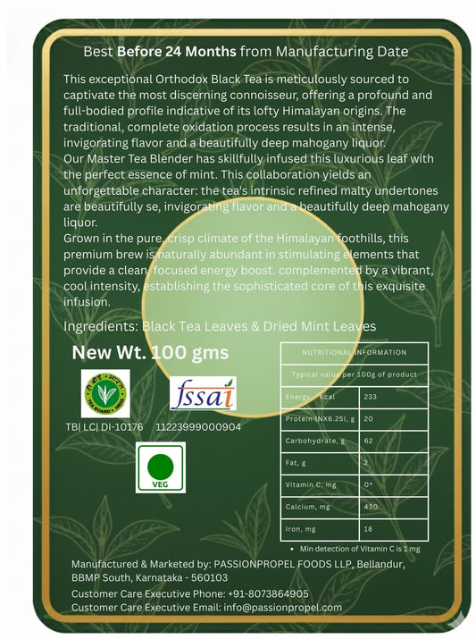 Premium Mint Black Tea Leaves _100G